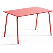 Oviala Rechteckiger Metallgartentisch 120 cm Rot - Palavas