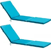 Oviala Business 2er-Set Sonnenliegekissen Polyester blau 186 x 53 x 5 cm