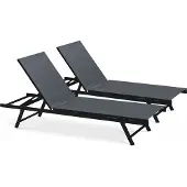 Oviala Business Set aus 2 Sonnenliegen aus grauem Stahl