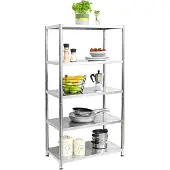 Shelfr Edelstahl Schwerlastregal bis 200 kg auf 5 Ebenen 74 x 41 x 140 cm