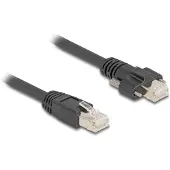 DeLOCK Kabel RJ45 Stecker zu RJ45 Stecker mit Schraubenabstand 20 mm für GigE Kamera Cat.6A S/FTP 1 m schwarz, 1 m, Cat6a, S/FTP (S-STP), RJ-45, RJ-45, Schwarz