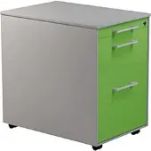 Mauser Schubladencontainer auf Rollen, 570x600mm, 1 Materialschub, alu/gelbgrün/alu