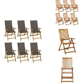 vidaXL Klappbare Gartenstühle 6 Stk. mit Auflagen Massivholz Akazie - Gartenstühle