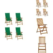 vidaXL Hochlehner Verstellbar 4 Stk. mit Auflagen Massivholz Akazie - Gartenstühle