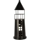 Clayre & Eef Dekoration Leuchtturm Ø 16x45 cm Schwarz Metall