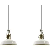 Bamyum Asletl Pendelleuchte Esstisch Gelb 2 Flammig Metall 41 cm, Hängelampe Esstisch Wohnzimmer, Hängelampe Industrial Vintage, Küchenlampe Vintage - Weiß