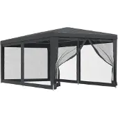 The Living Store Partyzelt mit 6 Mesh-Seitenwänden Anthrazit 3x6 m HDPE
