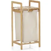 Lumaland Wäschekorb Bambus 33x33x73cm holzfarben/beige Wäschesack ausziehbar