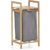 Lumaland Wäschekorb Bambus 33x33x73cm holzfarben/beige Wäschesack ausziehbar