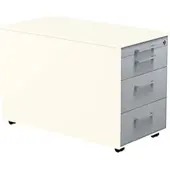Mauser Schubladencontainer m.Rollen, 520x800mm, 3 Materialschübe,reinweiß/alusilber