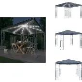 vidaXL Pavillon mit LED-Lichterkette 300x300 cm Anthrazit - Pavillons & Partyzelte
