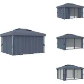 vidaXL Pavillon mit Vorhang 4x3 m Anthrazit Aluminium - Pavillons & Partyzelte