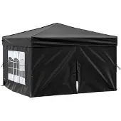 vidaXL Partyzelt Faltbar mit Seitenwänden Schwarz 3x3 m - Pavillons & Partyzelte