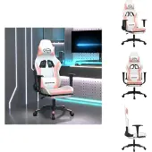 vidaXL Gaming-Stuhl mit Fußstütze Weiß und Rosa Kunstleder