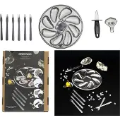 Spies Online Austern-Servierset 9-teilig - Komplettset mit Austernmesser, Zitruspresse, Servierschale & Gäbelchen - s Geschenkset - Silber