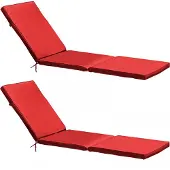 Oviala Business 2er-Set Sonnenliegekissen Polyester rot 186 x 53 x 5 cm