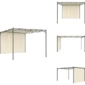 vidaXL Gartenpavillon mit Seitenvorhang 4x3x2,25 m Creme - Pavillons & Partyzelte