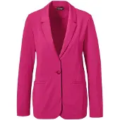 Goldner Kurzgröße: Damenblazer mit Reverskragen und Paspeltaschen in pink | Gr.: 23