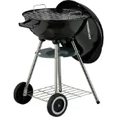 Relaxdays Kugelgrill, Ø 44 cm, Grillrost, Grillkugel mit Ascheschale, Holzkohlegrill mit Rädern, BBQ Griller, schwarz