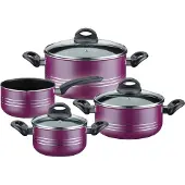 GSW Topf-Set "Milano color" Set, je 1 Kochtopf Ø 16/20/24 cm, 1x Stielkasserolle Ø 16 cm, 7 Stk. tlg. Aluminium Leichtmetall-Legierung