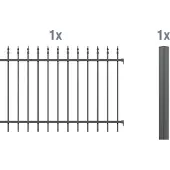 Alberts Zierzaun - Anbauset Chaussee, Höhe 120 cm, Länge 2 m, anthrazit, zum Einbetonieren