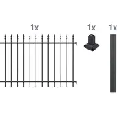 Alberts Zierzaun - Anbauset Chaussee, Höhe 120 cm, Länge 2 m, matt schwarz, zum Aufschrauben