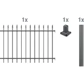 Alberts Zierzaun - Anbauset Chaussee, Höhe 100 cm, Länge 2 m, anthrazit, zum Aufschrauben