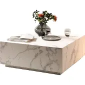 SalesFever Couchtisch 90x90 cm | quadratisch | MDF foliert in Marmoroptik | B 90 x T 90 x H 35 cm | weiß
