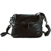 Harold's Leder Umhängetasche Schultertasche Submarine Zipperbag Black schwarz