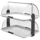HorecaTraders Buffet Vitrine Doppelt, Plastik,weiß: 46.5x31.5x41 cm