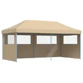 The Living Store Partyzelt Faltbar Pop-Up mit 3 Seitenteilen Beige