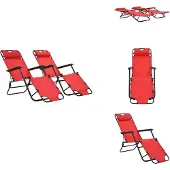 vidaXL Klappbare Sonnenliegen 2 Stk. mit Fußablage Rot - Sonnenliegen