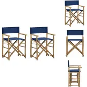vidaXL Klappbare Regiestühle 2 Stk. Blau Bambus und Stoff - Gartenstühle