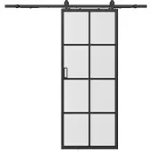 Vente-unique Wandschiebetür - Aluminium und mattiertes Einscheiben-Sicherheitsglas - H 205 x B 63 cm - WILDEN II