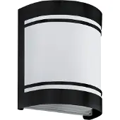 Eglo Außen Wandlampe Cerno, 1 flammige Außenleuchte, Wandleuchte aus verzinktem Stahl in Schwarz und satiniertem Glas in Weiß, Außenlampe E27, IP44