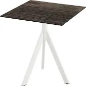 Essentials Infinity Tripod Terrassentisch Weiß frame + Riverwashed Wood HPL 70x70 cm