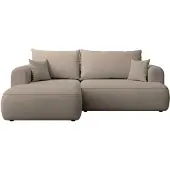 Selsey Ovo Mini - Eckschlafsofa linksseitig mit Stauraum, Easy-Clean-Chenille-Bezug, greige