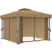 The Living Store Pavillon mit Vorhang 3x3 m Taupe Aluminium