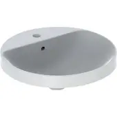 Geberit Einbauwaschtisch VariForm d 48cm, m HLB, m Ü, rd, Unters. glas./we