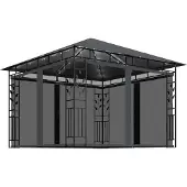 vidaXL Pavillon mit Moskitonetz & LED-Lichterkette 3x3x2,73m Anthrazit - Pavillons & Partyzelte