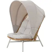 Ebuy24 Bille Loungesessel Polyrattan mit Kissen beige, natur, grau.