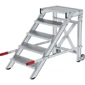 MUNK Günzburger Steigtechnik MUNK Arbeitspodest fahrbar Aluminium geriffelt 600mm Stufenbreite 5 Stufen