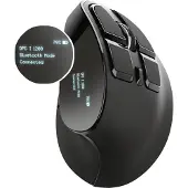 Trust Voxx Vertikale Kabellose Maus, Wiederaufladbare Ergonomische Funkmaus, Bluetooth und 2.4 GHz Verbindung, 9 Tasten, 1200-2400 DPI, PC/Mac/Computer/Laptop/MacBook/Chromebook - Schwarz