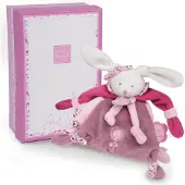 Doudou et Compagnie Schnullerkette mit Klettverschluss: Cerise le Lapin (Kirsche der Hase) - DC2701