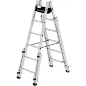 MUNK Günzburger Steigtechnik MUNK Aluminium Stehleiter, treppengängig, mit 4 Holmverlängerungen 2x6 Sprossen