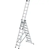 MUNK Günzburger Steigtechnik MUNK Stufen- Mehrzweckleiter mit Wandlaufrollen und Nivello Traverse 3x8 Stufen