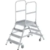 Günzburger Munk Podesttreppe beidseitig begehbar mit Federrollen Aluminium geriffelt - 050204