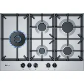 NEFF T27DS79N0, Edelstahl, Integriert, 75 cm, Gaskochfeld, Gusseisen, 5 Zone(n)