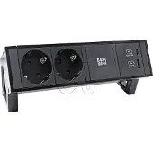 Bachmann DESK2 Steckdoseneinheit schwarz 2xSchuko1x USB A und C 22W Charger