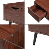 En.casa Couchtisch ‘Markaryd’ mit Schublade 110 x 50 x 40 cm Walnuss-Optik